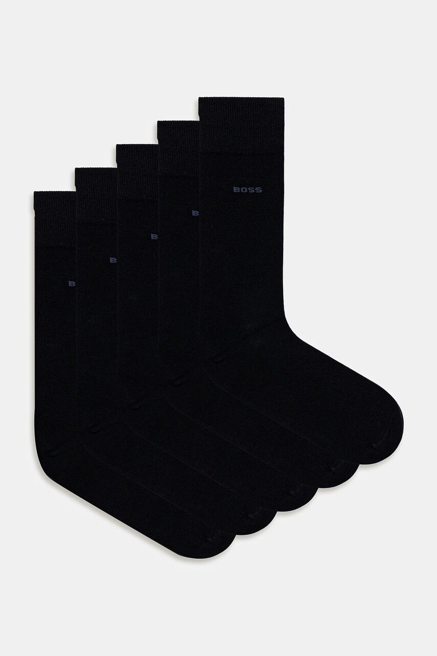 Levně Ponožky BOSS (3-pack) pánské, černá barva, 50478221