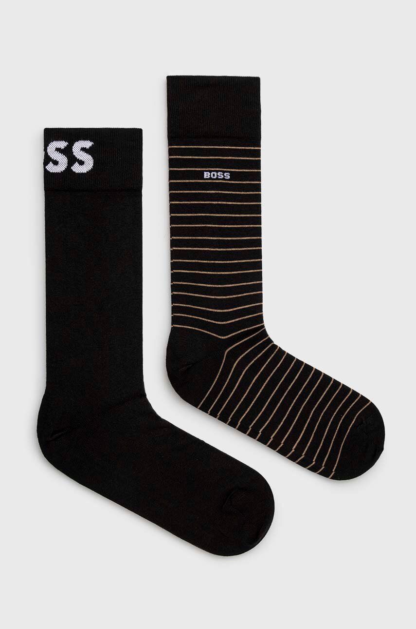 Levně Ponožky BOSS 2-pack pánské, černá barva, 50467722
