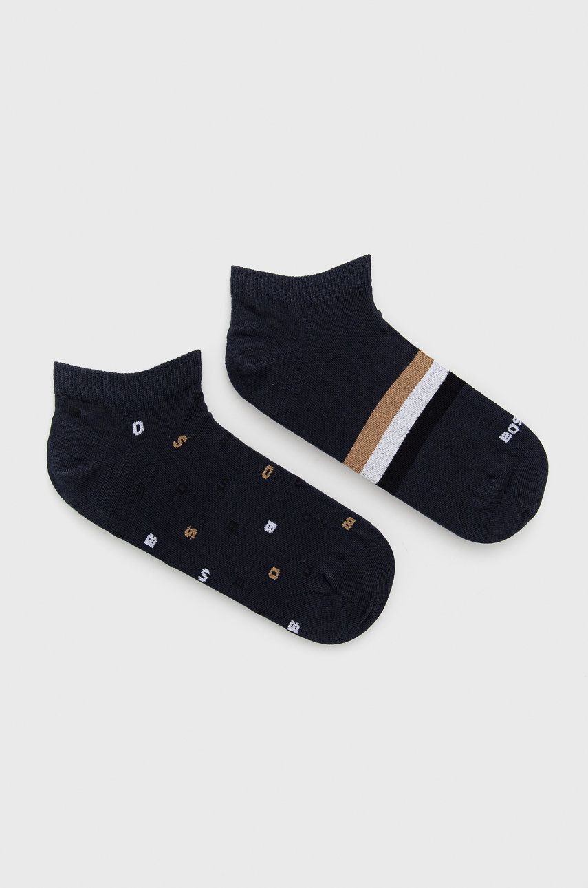 Levně Ponožky BOSS 2-pack pánské, tmavomodrá barva, 50477890