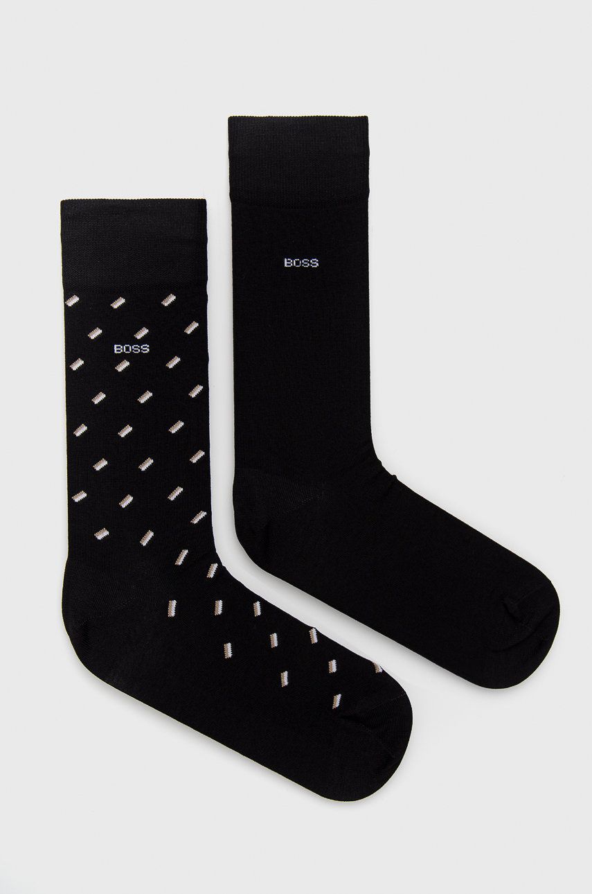 Levně Ponožky BOSS 2-pack pánské, černá barva, 50478350