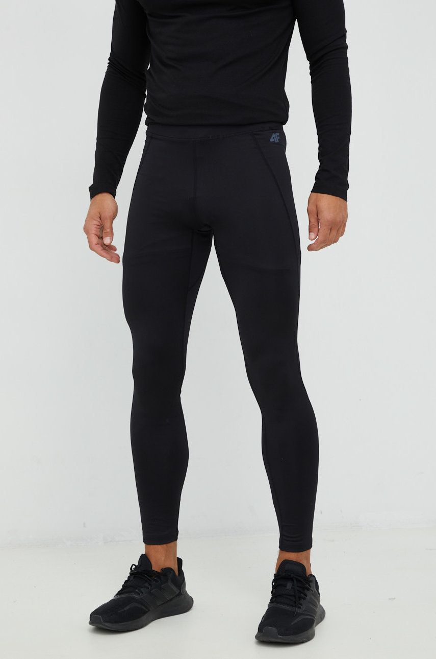 4F leggins de antrenament barbati, culoarea negru, neted 4F imagine noua