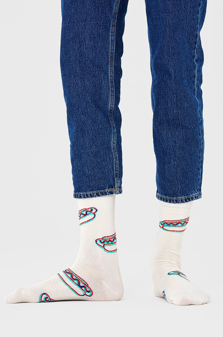 Ponožky Happy Socks pánské, bílá barva - bílá -  86% Bavlna
