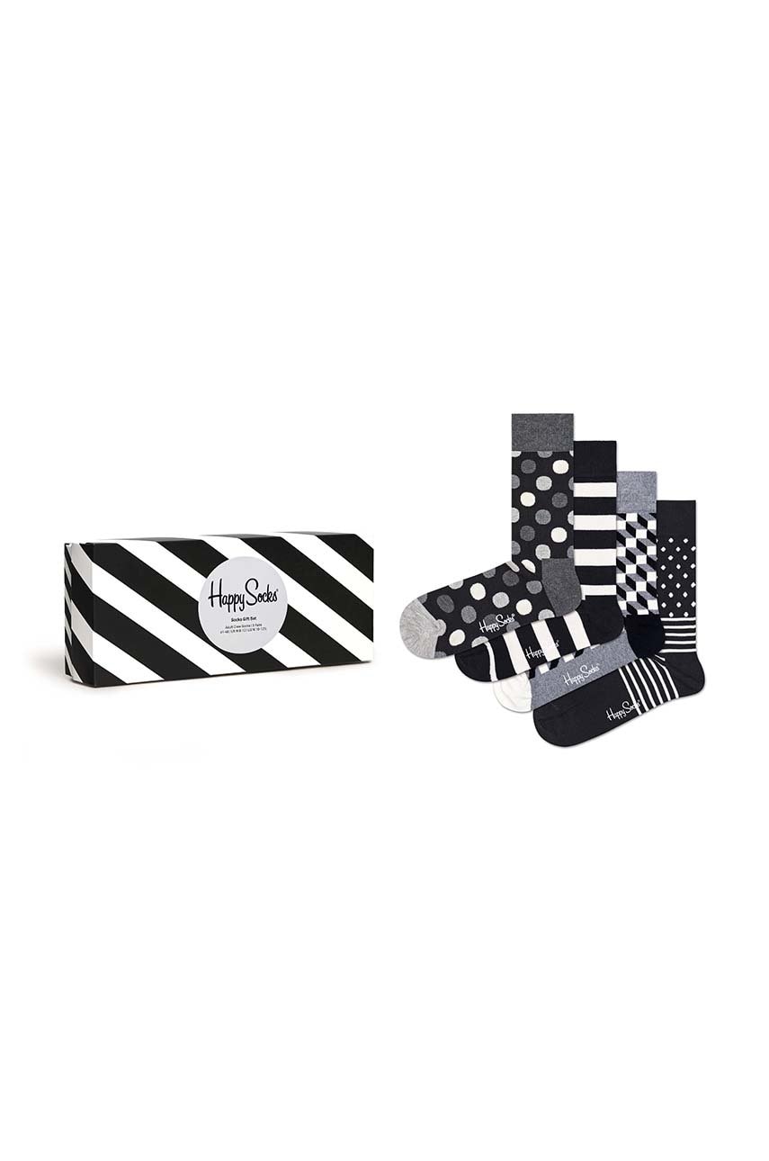 Happy socks sosete 4-pack barbati, culoarea negru