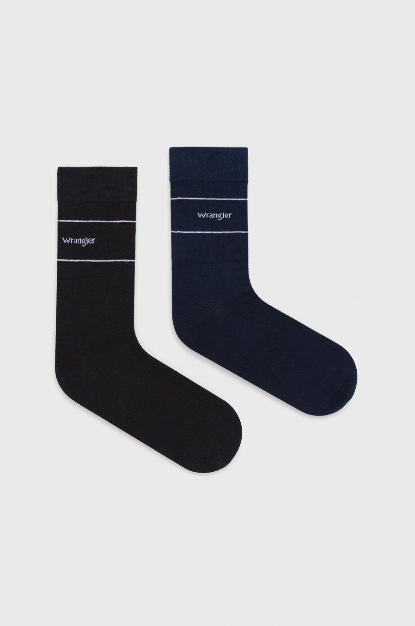 Ponožky Wrangler (2-pak) pánské, tmavomodrá barva - námořnická modř -  69% Bavlna