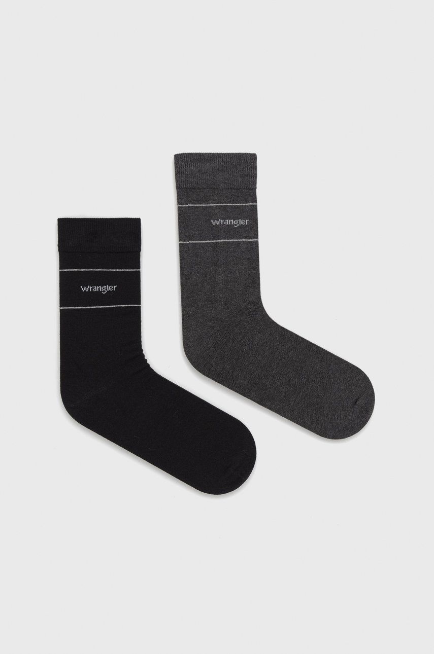 Ponožky Wrangler (2-pak) pánské, šedá barva - šedá -  69% Bavlna