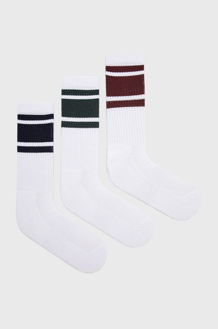 Levně Ponožky Abercrombie & Fitch (3-pak) pánské, bílá barva