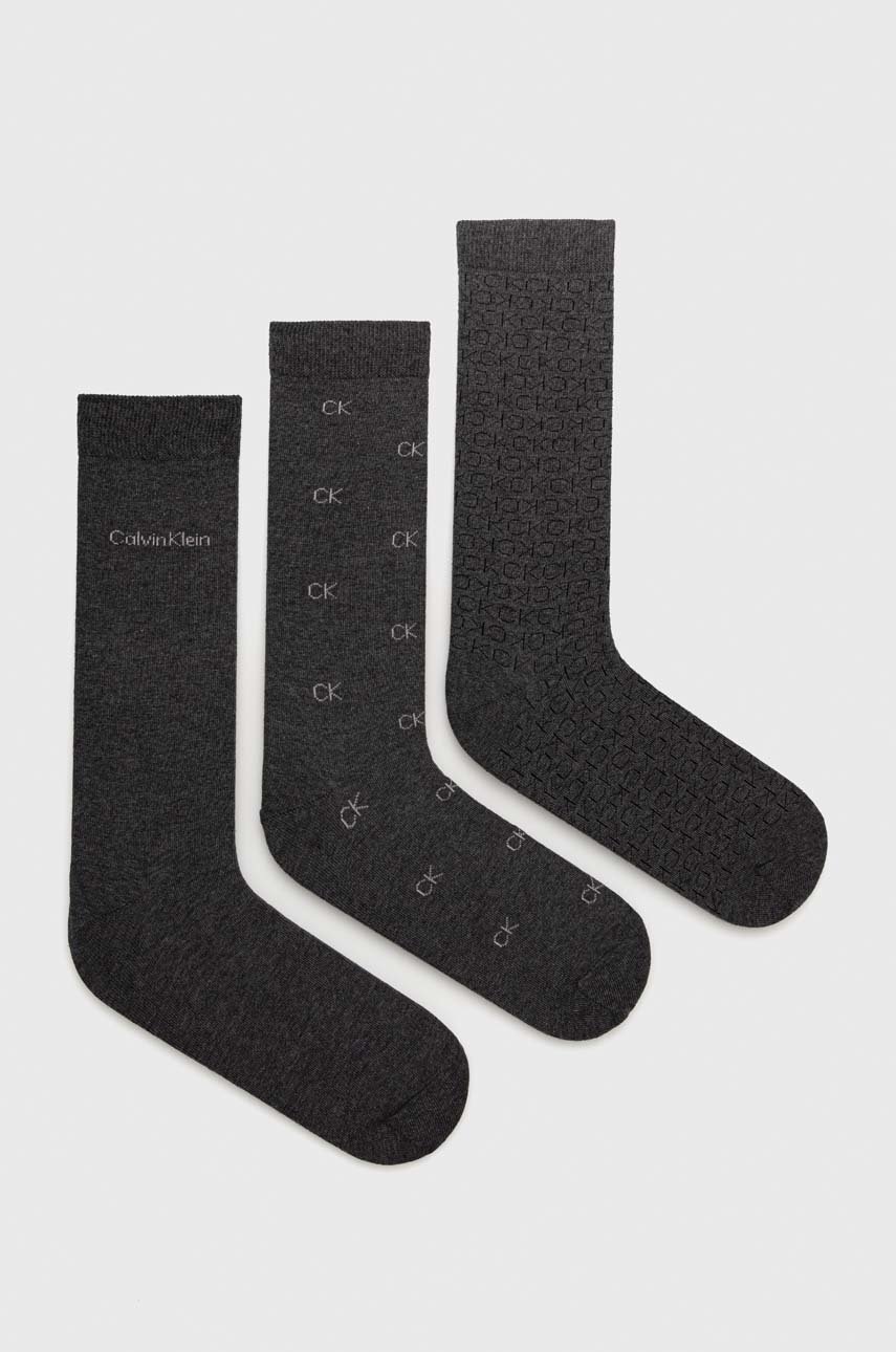 

Чорапи Calvin Klein (3 чифта) в сиво, Сив