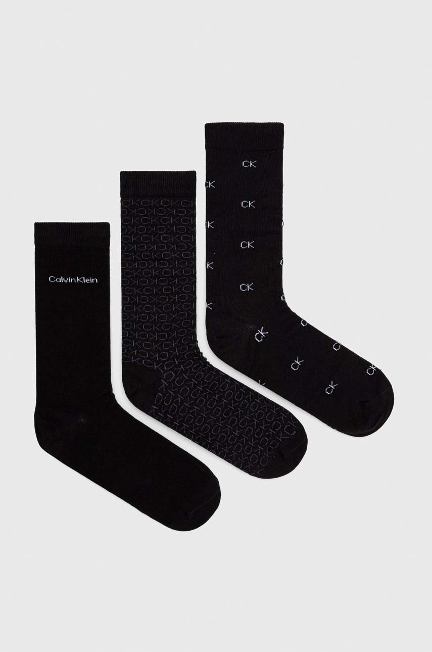 

Чорапи Calvin Klein (3 чифта) в черно, Черен