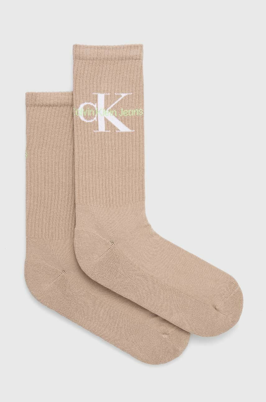 

Чорапи Calvin Klein в кафяво, Бежов