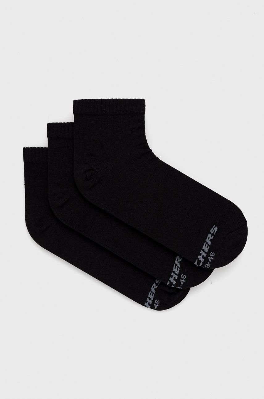 Ponožky Skechers (3-pak) pánske, čierna farba