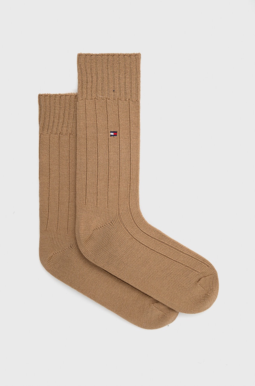

Вълнени чорапи Tommy Hilfiger в бежово, Бежов