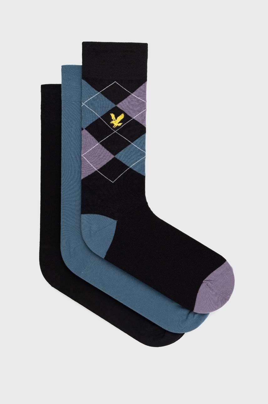 

Чорапи Lyle & Scott (3 броя) в черно, Черен