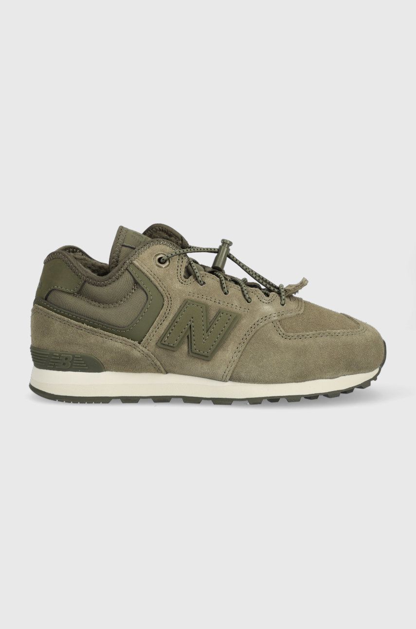 New Balance cizme de iarna pentru copii din piele intoarsa GV574HG1 culoarea verde