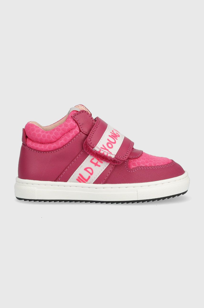 Levně Dětské kožené sneakers boty Garvalin růžová barva