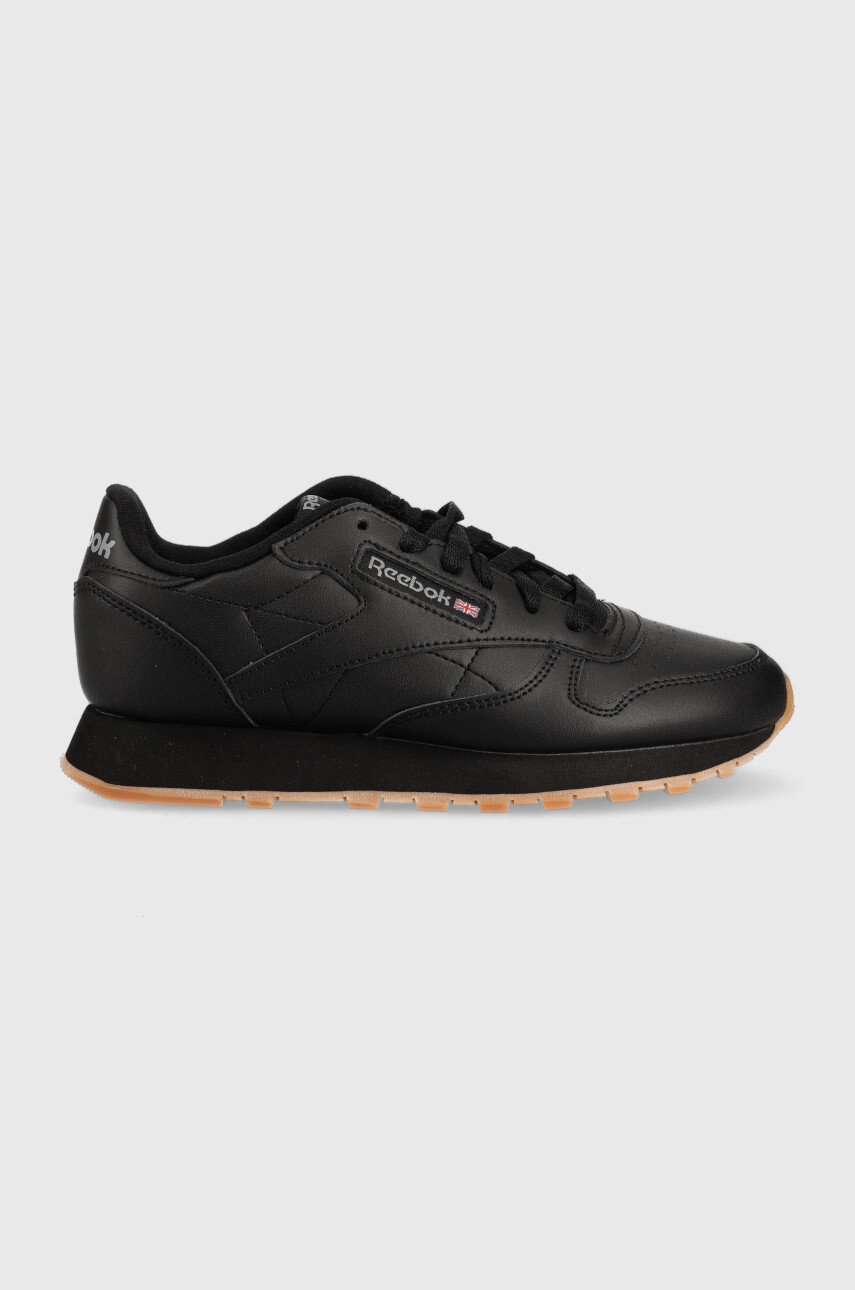 Levně Dětské kožené sneakers boty Reebok Classic Cl Lthr černá barva