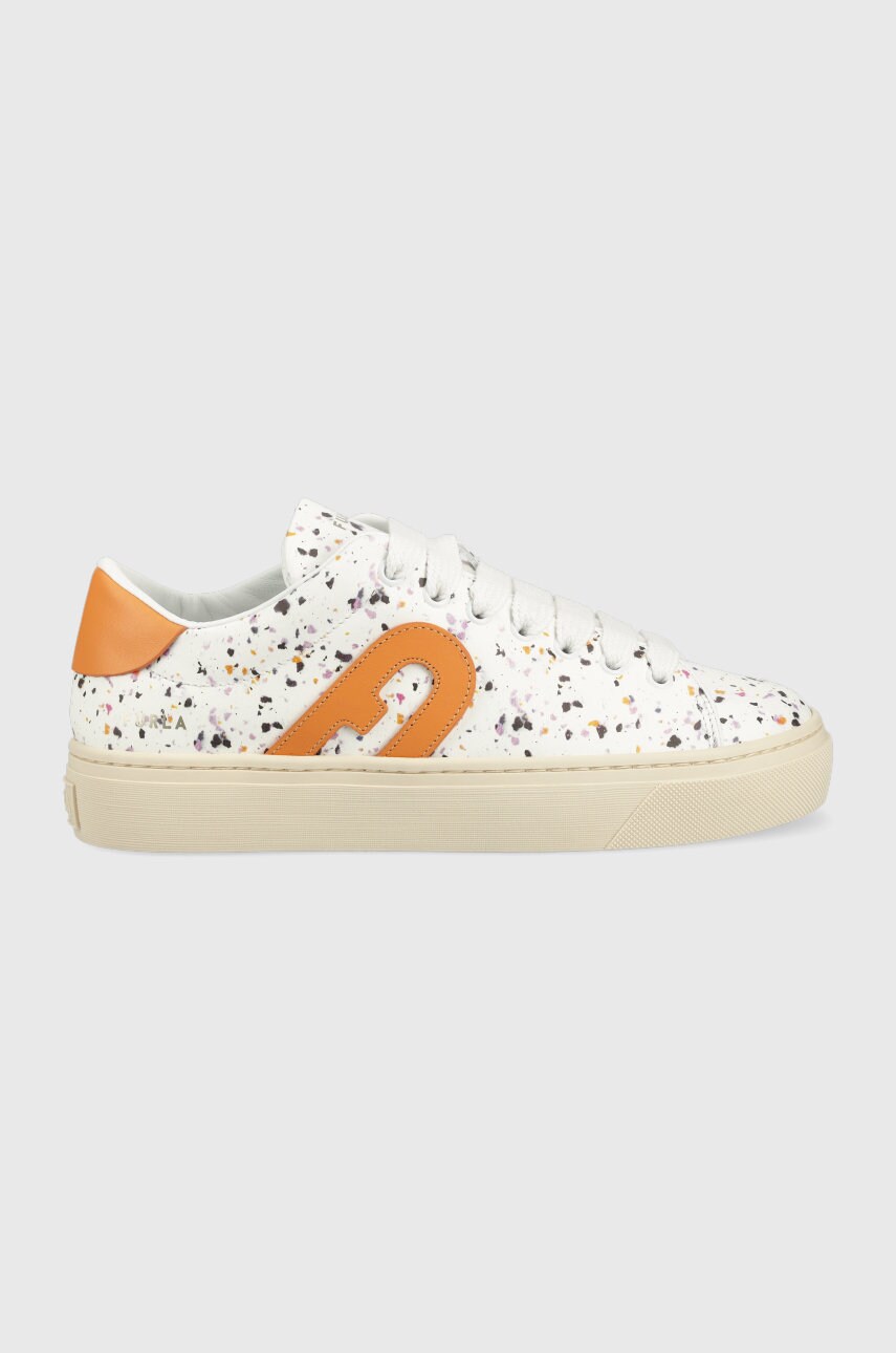 Furla sneakers din piele joy lace-up culoarea alb