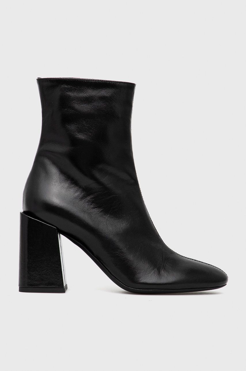 Levně Kožené kotníkové boty Furla Block Boot dámské, černá barva, na podpatku, YD33FBK W36000 O6000