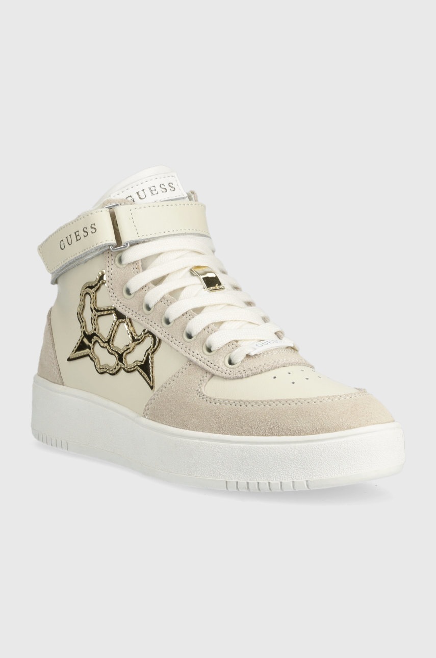 

Кожаные кроссовки Guess Vyves цвет бежевый