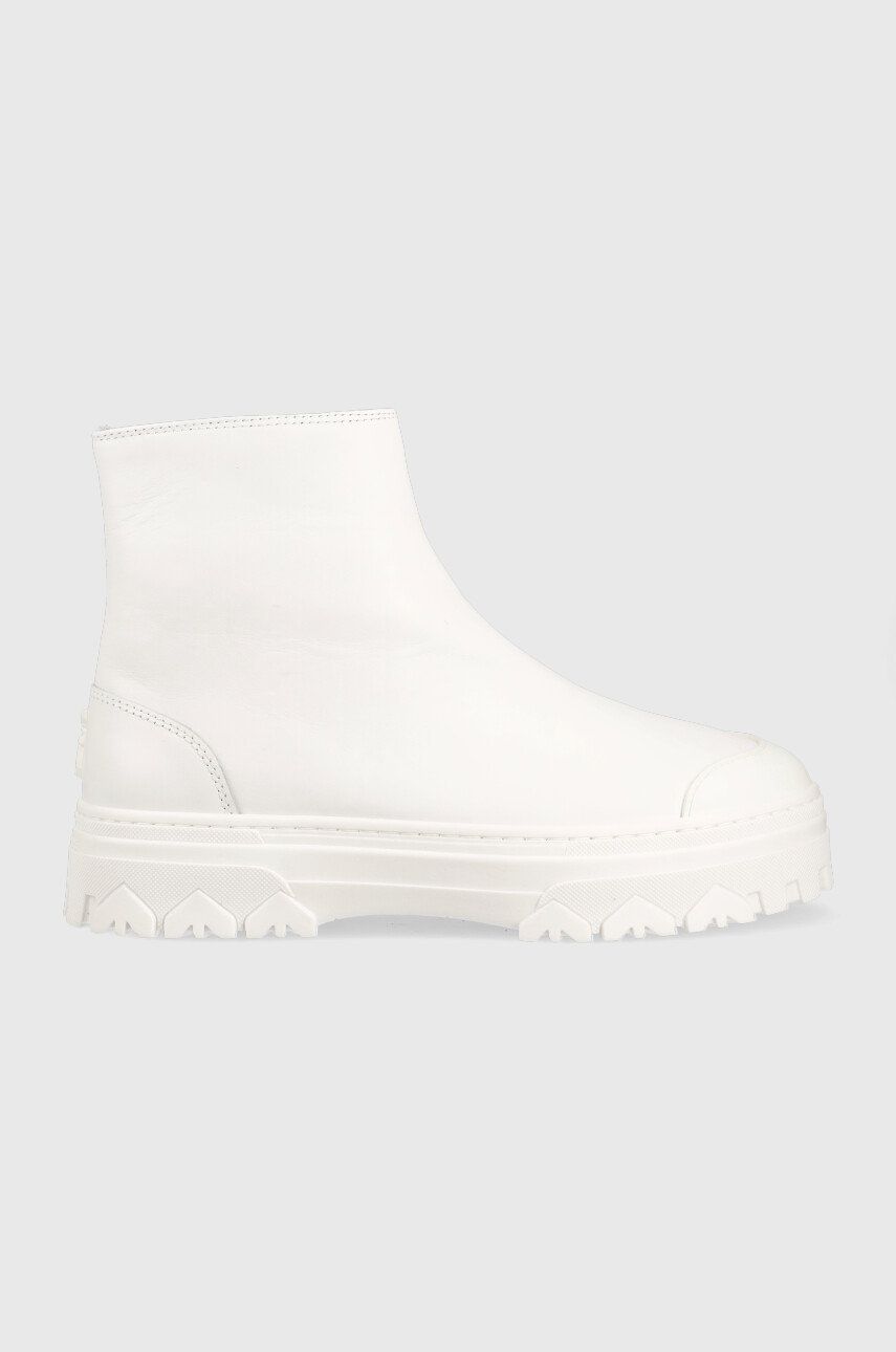 Kožené kotníkové boty Patrizia Pepe dámské, bílá barva, na platformě - bílá -  Svršek: Přírodní