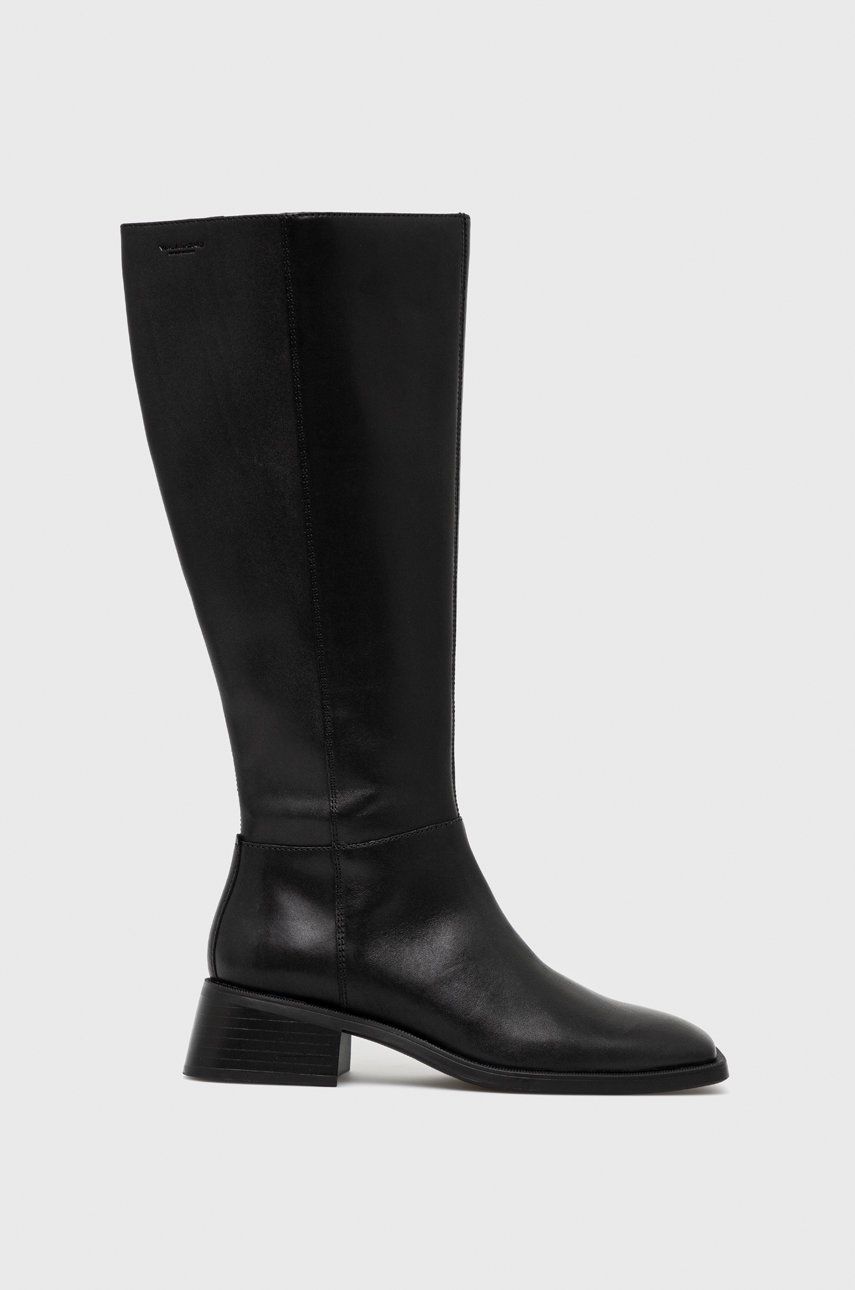 Kožené kozačky Vagabond Shoemakers Blanca dámské, černá barva, na podpatku - černá -  Svršek: P