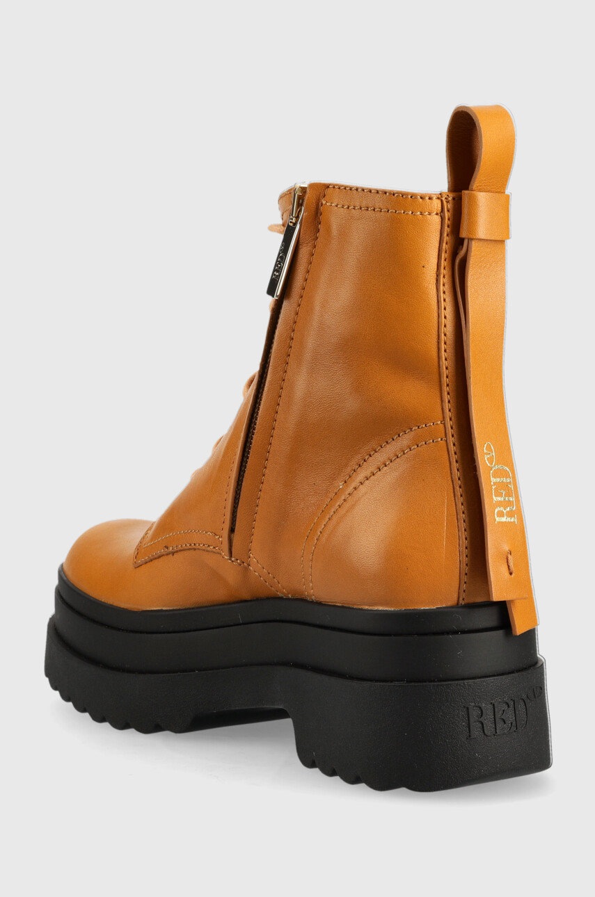 Red Valentino bőr csizma barna, női, platformos termék 2. képe