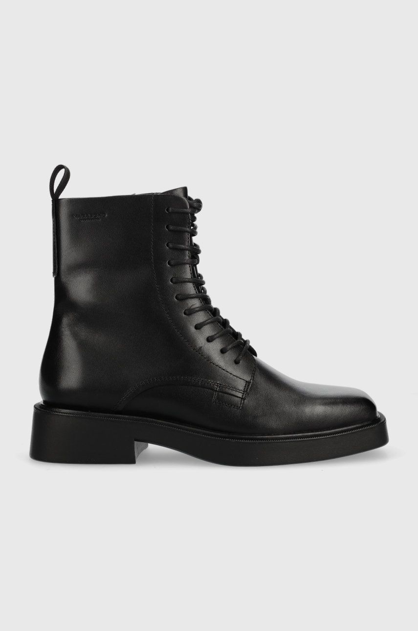Kožené kotníkové boty Vagabond Shoemakers Jillian dámské, černá barva, na podpatku - černá -  S