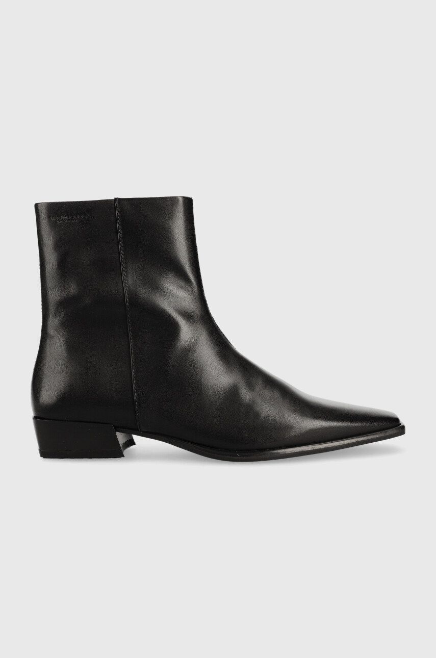 Levně Kožené kotníkové boty Vagabond Shoemakers Nella dámské, černá barva, na plochém podpatku