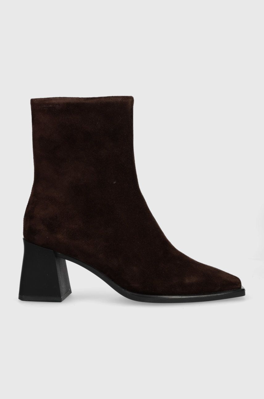 E-shop Semišové boty Vagabond Shoemakers Hedda dámské, hnědá barva, na podpatku