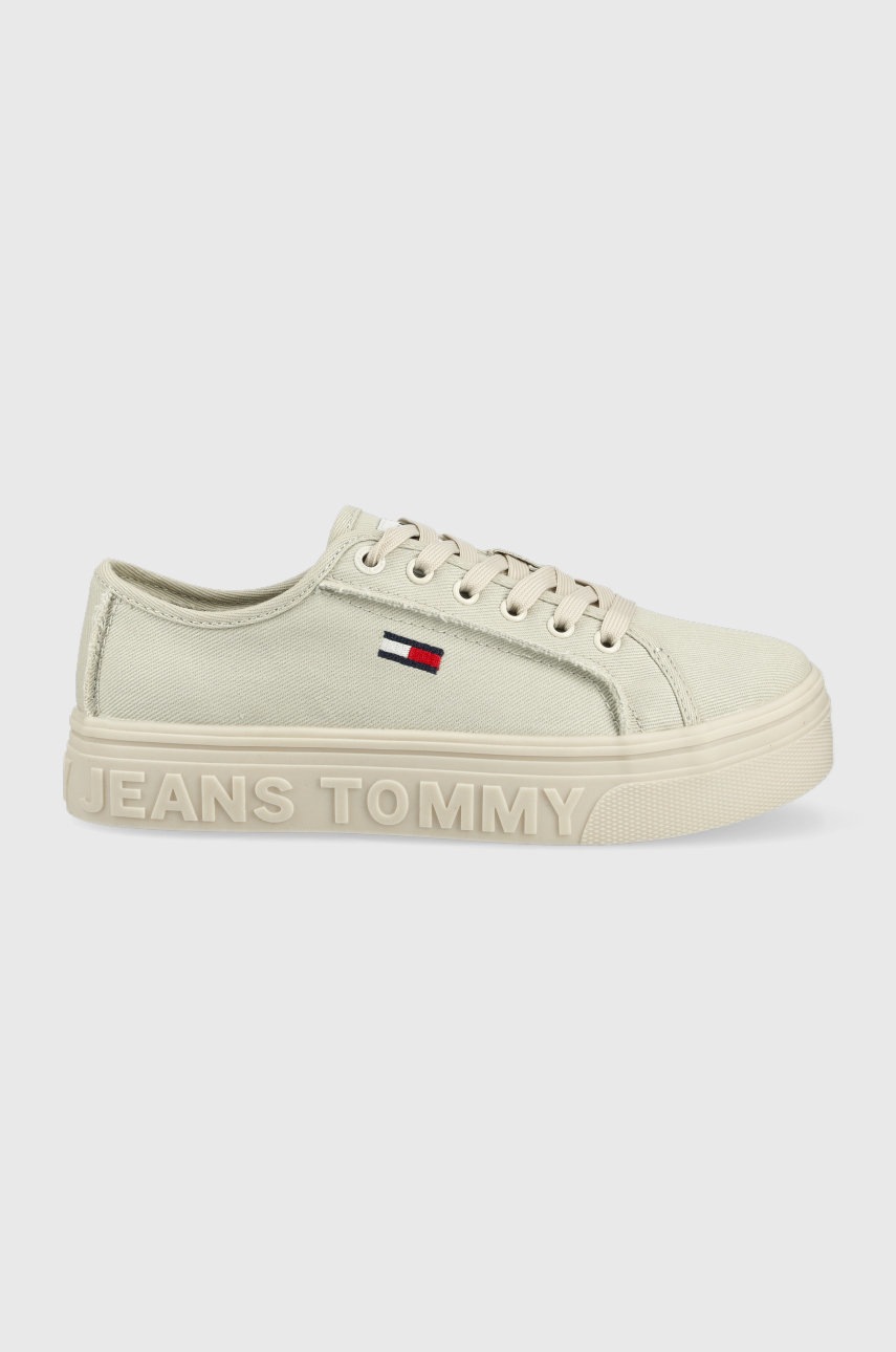 

Ниски кецове Tommy Jeans Flatform в сиво, Сив