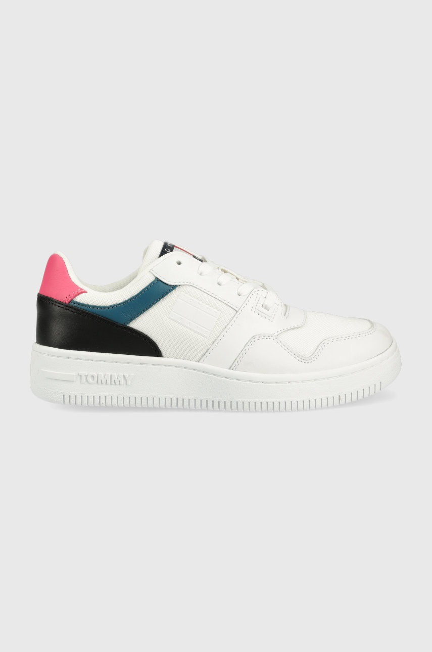 Tommy Jeans Sneakers Mix Basket Culoarea Alb