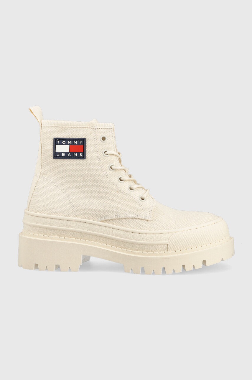 

Кубинки Tommy Jeans Foxing Boot в бежово с платформа, Бежов