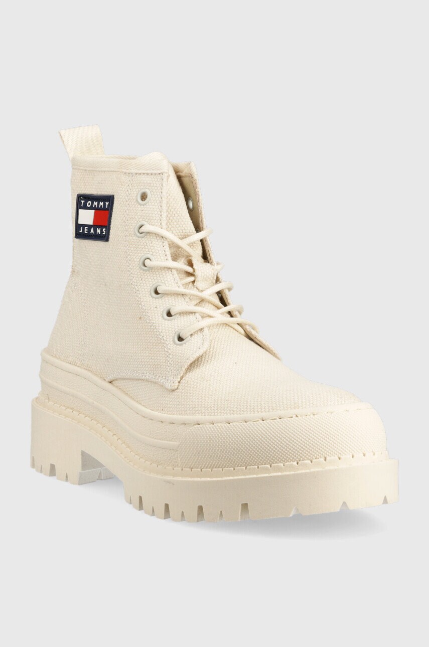 

Черевики Tommy Jeans Foxing Boot жіночі колір бежевий на платформі