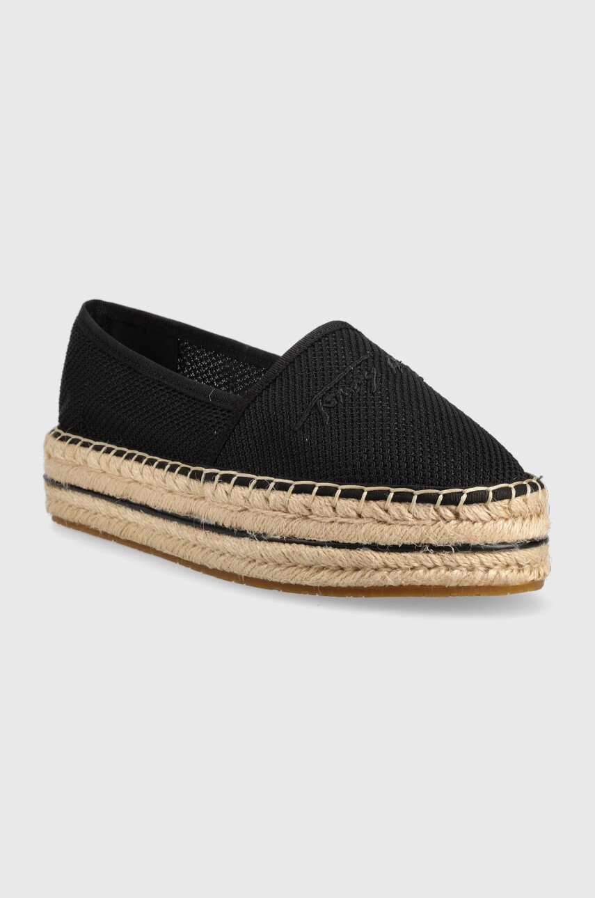 

Еспадрилі Tommy Hilfiger Th Textured Flatform колір чорний на платформі