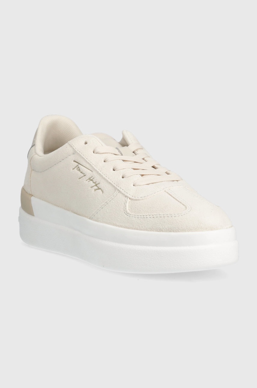

Замшевые кроссовки Tommy Hilfiger Th Signature Suede цвет бежевый