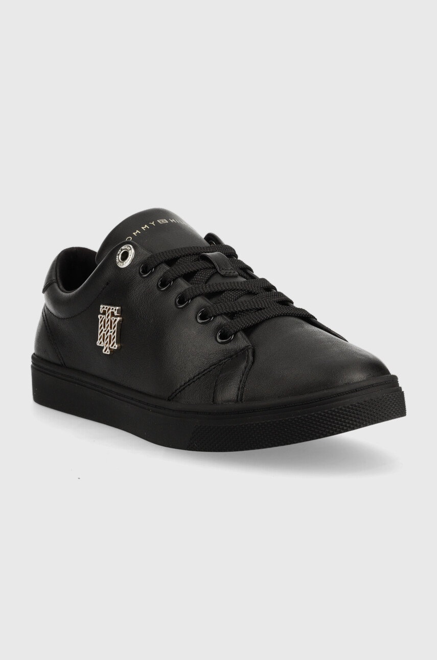 

Шкіряні кросівки Tommy Hilfiger Th Hardware Logo Cupsole колір чорний
