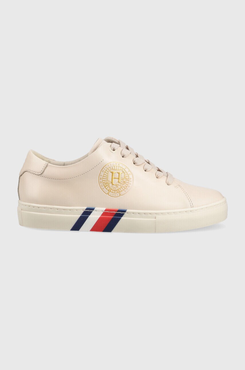 

Шкіряні кросівки Tommy Hilfiger Elevated Th Crest колір бежевий