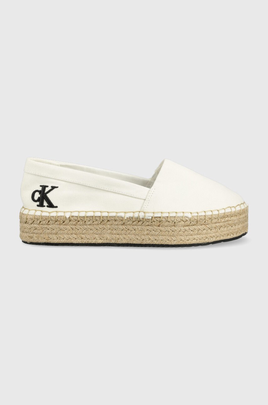 

Еспадрили Calvin Klein Jeans Flatform Espadrille в бяло с платформа, Бял
