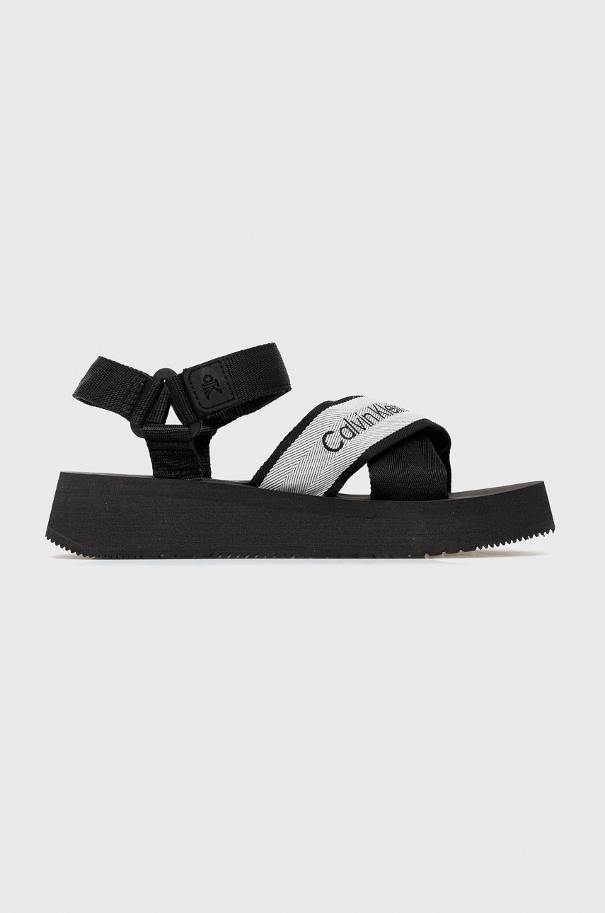

Сандали Calvin Klein Jeans Prefresato Sandal в черно с платформа, Черен