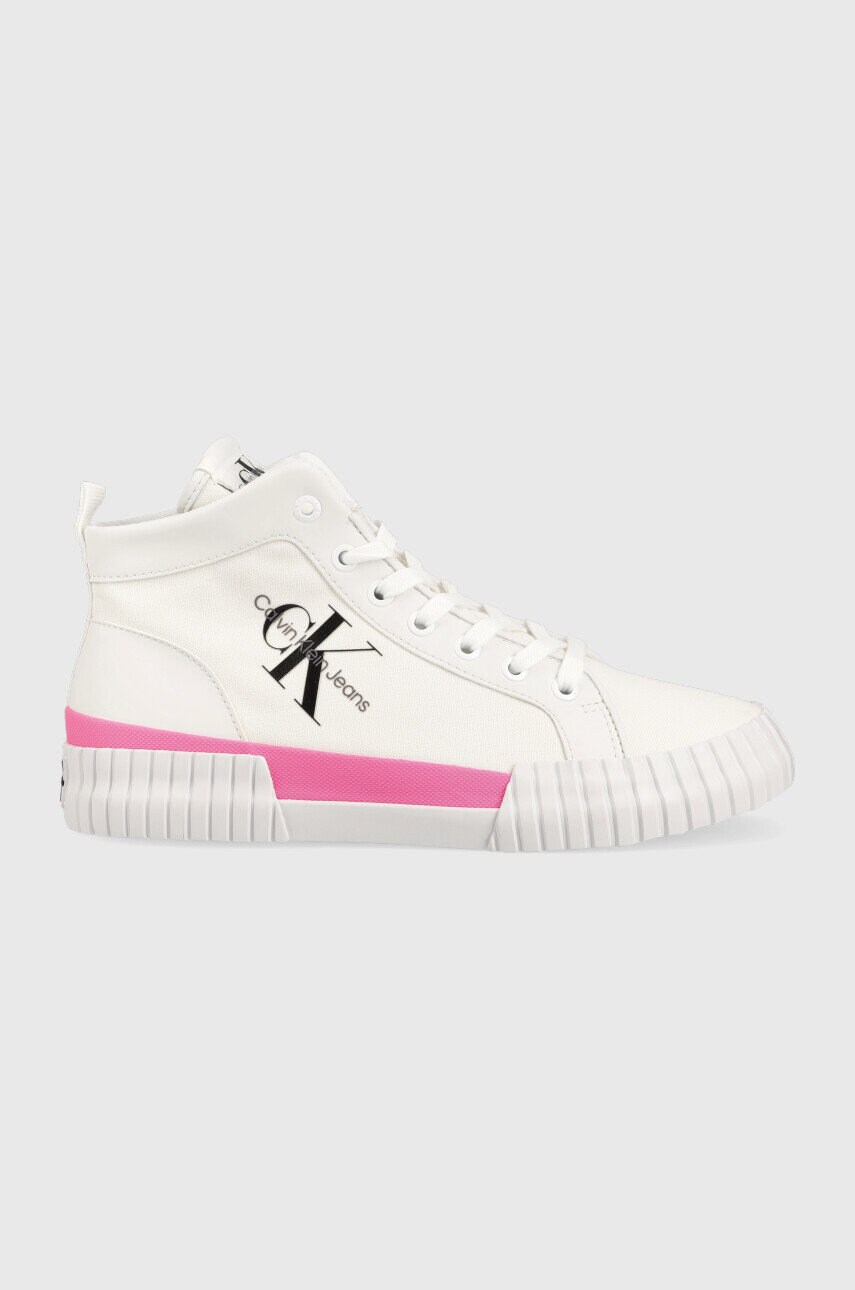 

Високи кецове Calvin Klein Jeans Skater Vulcanized Laceup Mid в бяло, Бял