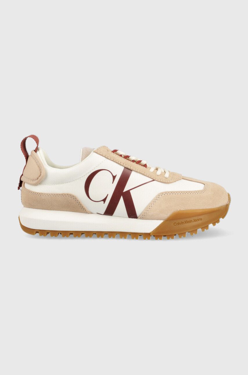 Calvin Klein Jeans sneakersy New Retro Runner Laceup Low kolor beżowy