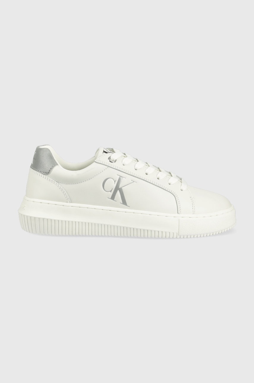 

Кожени маратонки Calvin Klein Jeans Chunky Cupsole Laceup Low в бяло, Бял