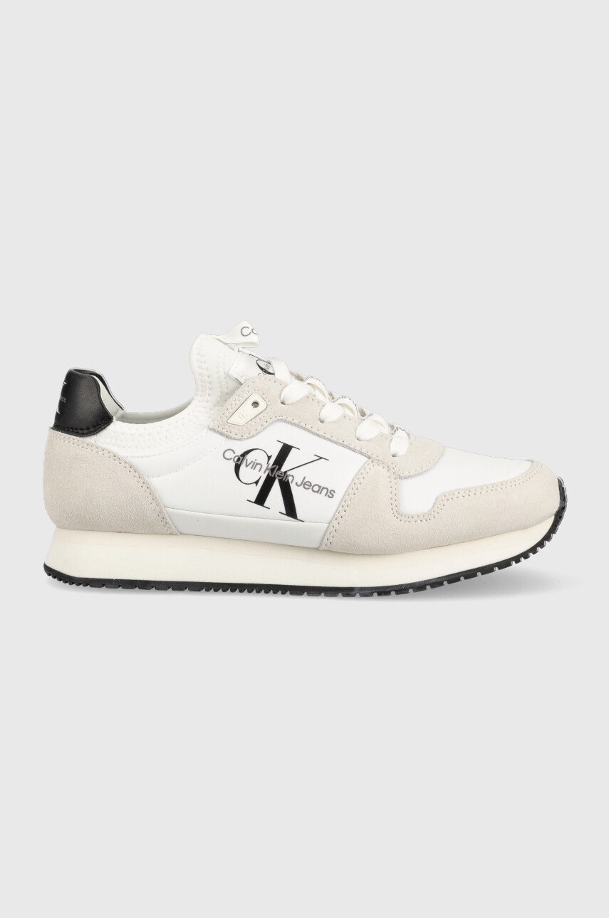 

Маратонки Calvin Klein Jeans Runner Sock Laceup в бяло, Бял