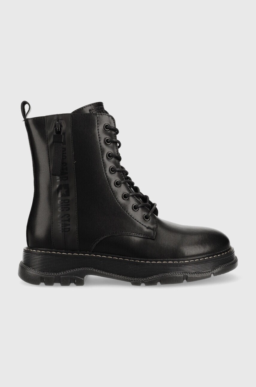 Big star bocanci de piele femei, culoarea negru, cu platforma, izolare usoara