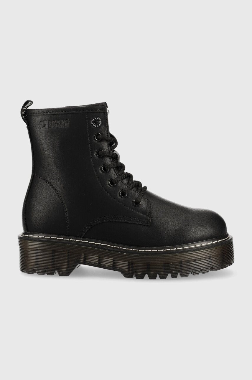 Big star bocanci femei, culoarea negru, cu platforma