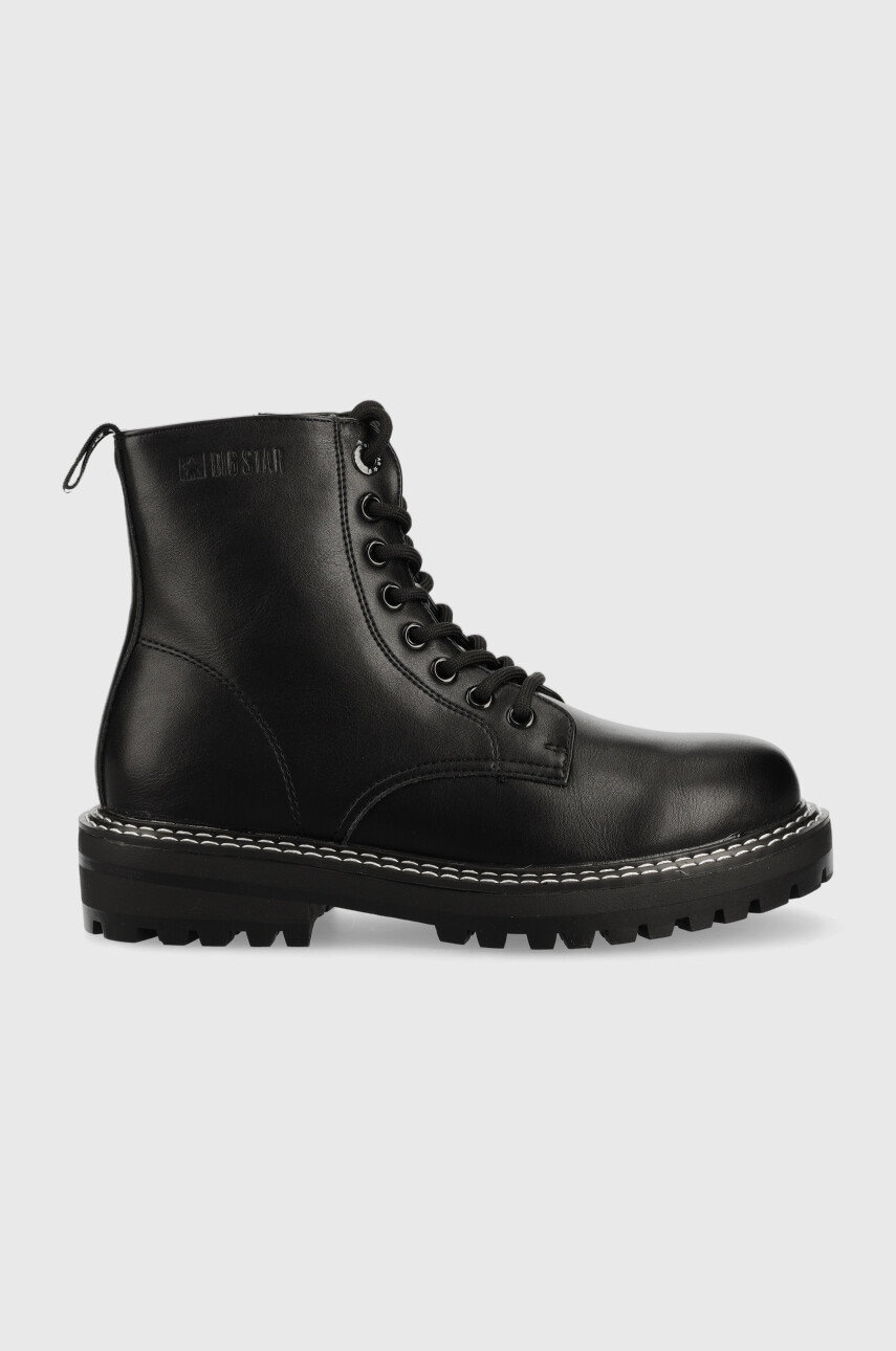 Big star bocanci femei, culoarea negru, cu toc plat