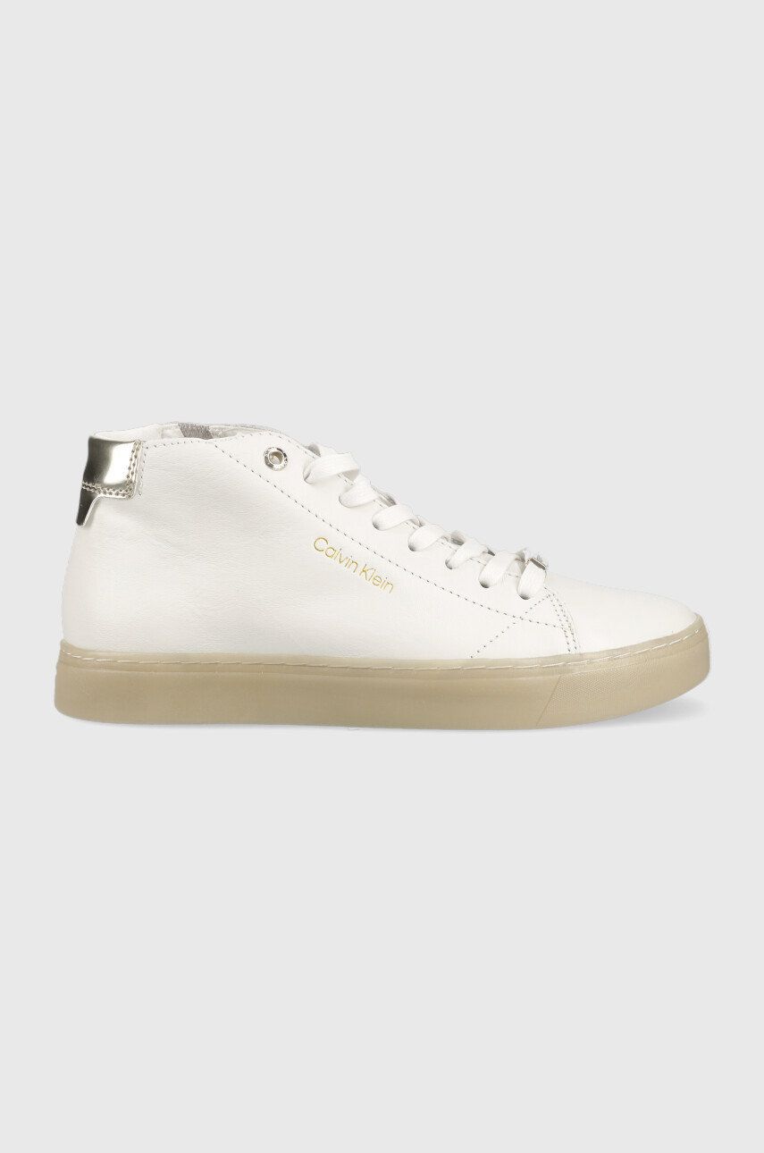 Calvin Klein sneakersy skórzane Cupsole Unlined High Top kolor biały