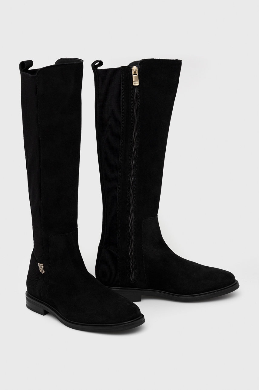 

Чоботи Tommy Hilfiger Th Essentials Longboot жіночі колір чорний на плоскому ходу