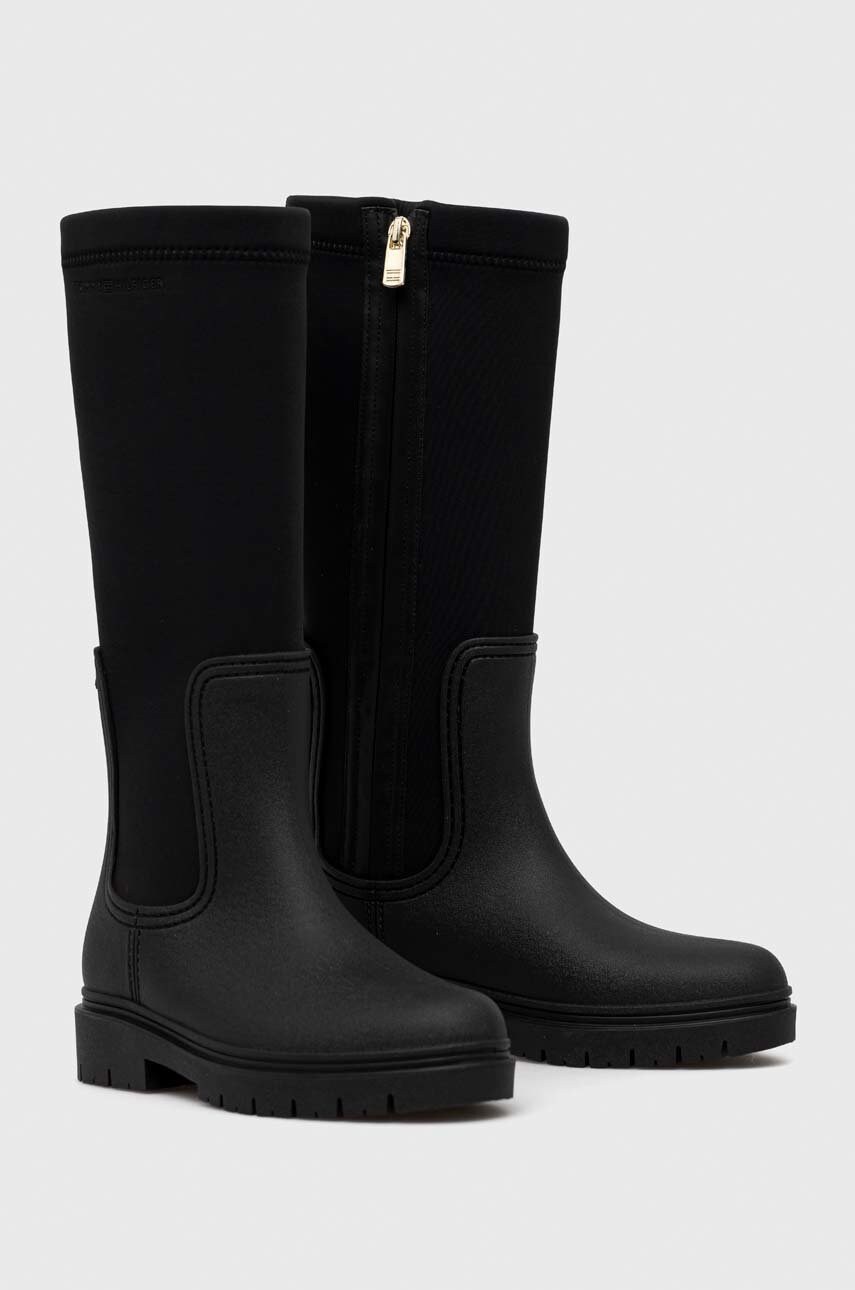 

Сапоги Tommy Hilfiger Rain Boot Long Shaft женские цвет чёрный на плоском ходу