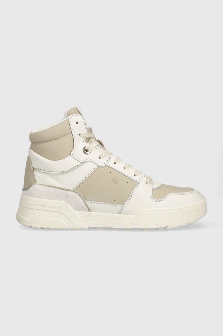 

Шкіряні кросівки Tommy Hilfiger High Cut Basket Sneaker Se колір бежевий