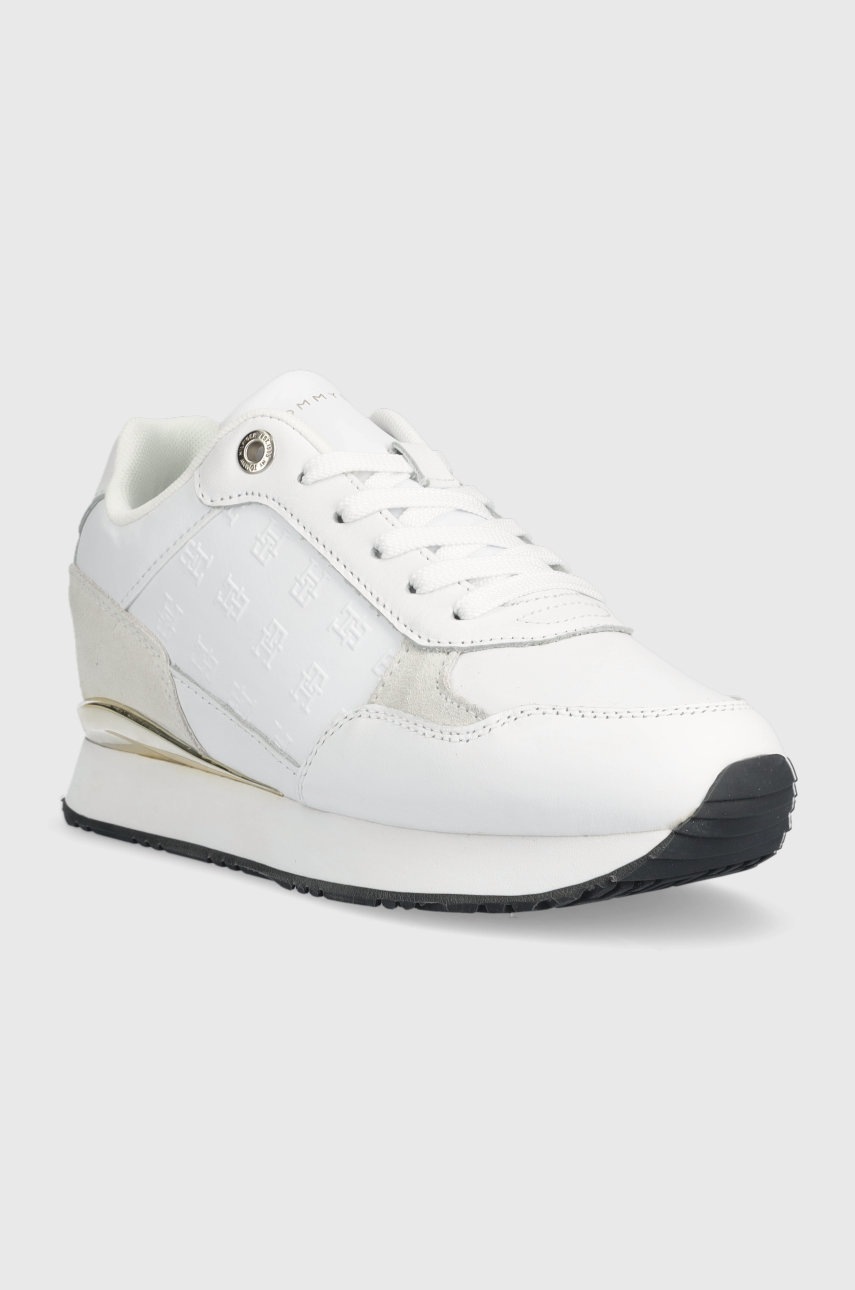 

Шкіряні кросівки Tommy Hilfiger Metallic Monogram Emboss Sneaker колір білий